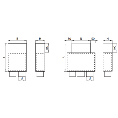 Restes pieslēguma kārba Komfovent LONG-H-200×100-75×2