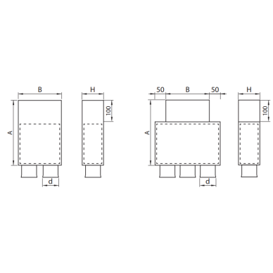 Restes pieslēguma kārba Komfovent LONG-H-200×100-75×3 1