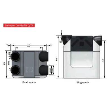 Zehnder plākšņu tipa entalpijas rekuperators ComfoAir Q 450 TR (Q450 TR) 5