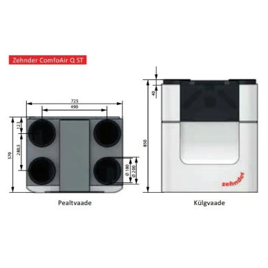 Zehnder plākšņu tipa entalpijas rekuperators ComfoAir Q 600 ST (Q600 ST) 4 Zehnder plākšņu tipa entalpijas rekuperators ComfoAir Q 600 ST (Q600 ST) 4